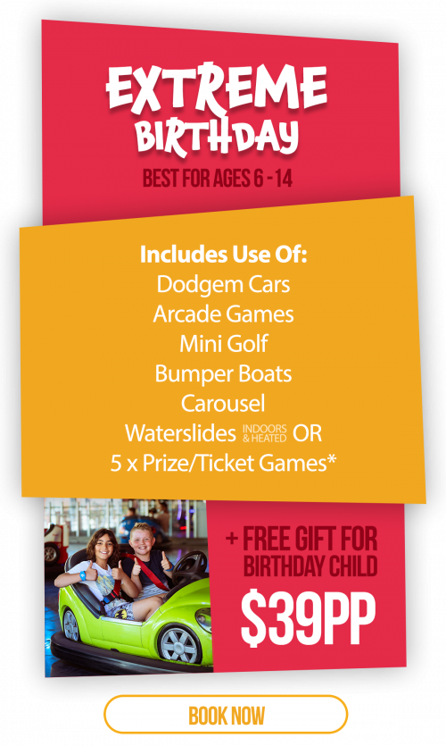 Extreme kids birthday party package
